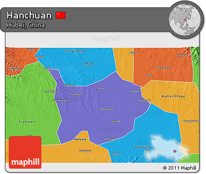 Political 3D Map of Hanchuan