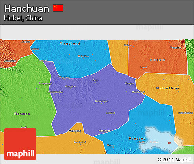 Political 3D Map of Hanchuan