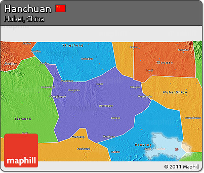 Political 3D Map of Hanchuan