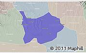 Political 3D Map of Hanchuan, lighten, semi-desaturated