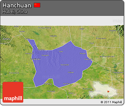 Political 3D Map of Hanchuan, satellite outside