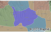 Political 3D Map of Hanchuan, semi-desaturated