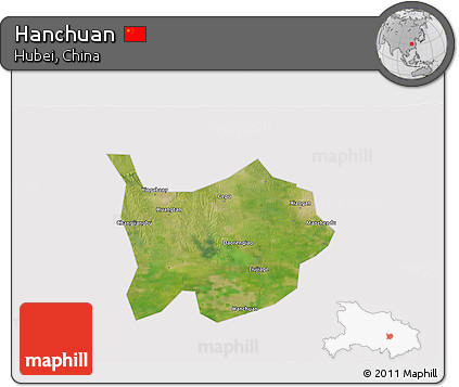 Satellite 3D Map of Hanchuan, cropped outside