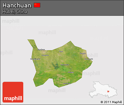 Satellite 3D Map of Hanchuan, cropped outside