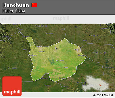 Satellite 3D Map of Hanchuan, darken