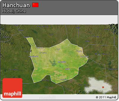 Satellite 3D Map of Hanchuan, darken