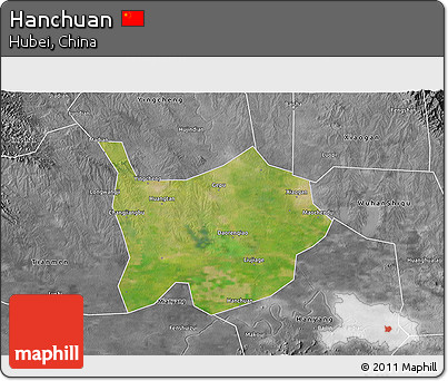 Satellite 3D Map of Hanchuan, desaturated