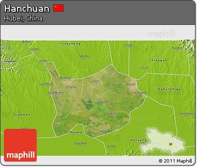 Satellite 3D Map of Hanchuan, physical outside