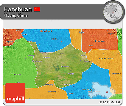 Satellite 3D Map of Hanchuan, political outside
