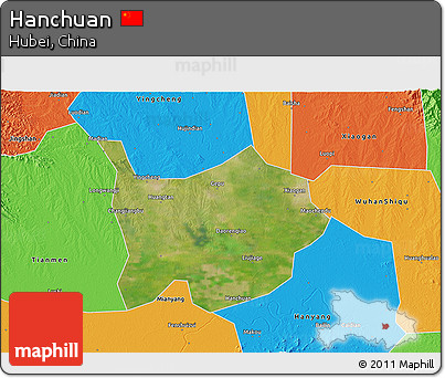 Satellite 3D Map of Hanchuan, political outside