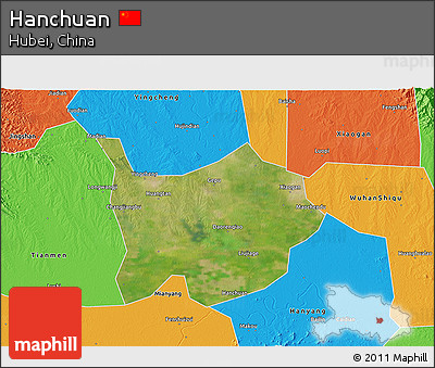 Satellite 3D Map of Hanchuan, political outside