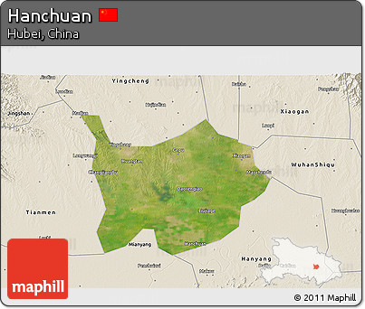 Satellite 3D Map of Hanchuan, shaded relief outside