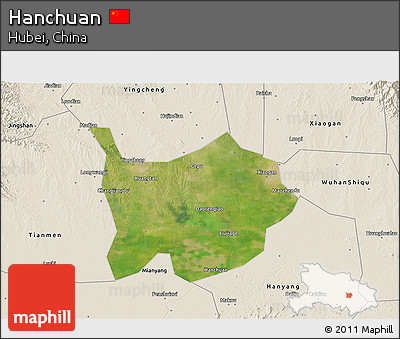 Satellite 3D Map of Hanchuan, shaded relief outside