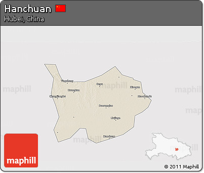 Shaded Relief 3D Map of Hanchuan, cropped outside