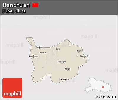 Shaded Relief 3D Map of Hanchuan, cropped outside