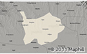 Shaded Relief 3D Map of Hanchuan, darken, semi-desaturated
