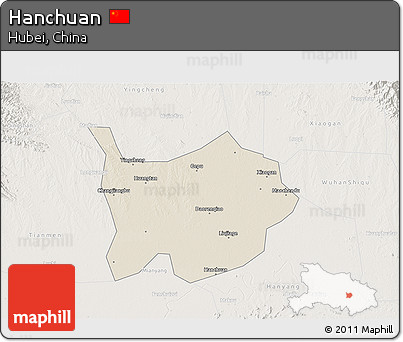Shaded Relief 3D Map of Hanchuan, lighten