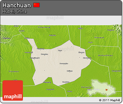 Shaded Relief 3D Map of Hanchuan, physical outside