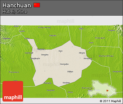 Shaded Relief 3D Map of Hanchuan, physical outside