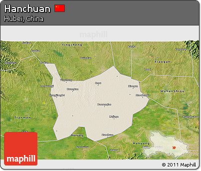 Shaded Relief 3D Map of Hanchuan, satellite outside
