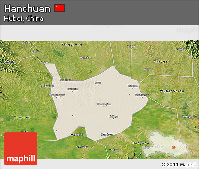 Shaded Relief 3D Map of Hanchuan, satellite outside