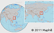 Gray Location Map of Hanchuan, within the entire country