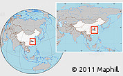 Gray Location Map of Hanchuan, highlighted country, highlighted parent region, within the entire country
