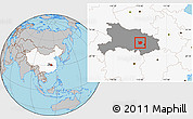 Gray Location Map of Hanchuan, highlighted country, highlighted parent region