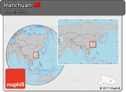 Gray Location Map of Hanchuan, highlighted parent region, within the entire country
