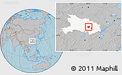 Gray Location Map of Hanchuan, highlighted parent region, hill shading