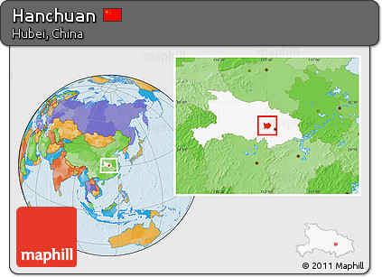 Political Location Map of Hanchuan, highlighted parent region