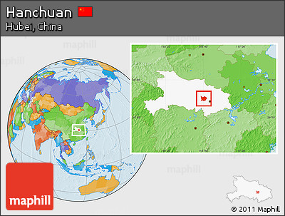 Political Location Map of Hanchuan, highlighted parent region