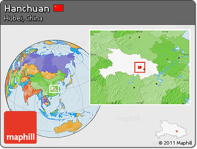 Political Location Map of Hanchuan, highlighted parent region