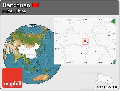 Satellite Location Map of Hanchuan, highlighted country