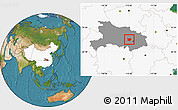 Satellite Location Map of Hanchuan, highlighted country, highlighted parent region