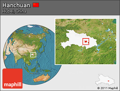 Satellite Location Map of Hanchuan, highlighted parent region