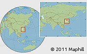 Savanna Style Location Map of Hanchuan, highlighted parent region, within the entire country