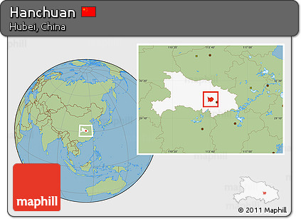 Savanna Style Location Map of Hanchuan, highlighted parent region