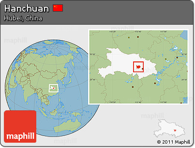 Savanna Style Location Map of Hanchuan, highlighted parent region