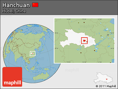 Savanna Style Location Map of Hanchuan, highlighted parent region