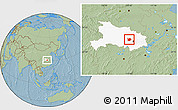 Savanna Style Location Map of Hanchuan, highlighted parent region, hill shading