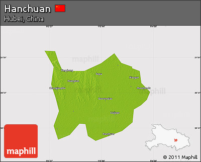 Physical Map of Hanchuan, cropped outside
