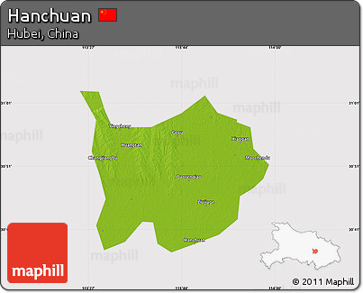 Physical Map of Hanchuan, cropped outside