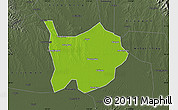 Physical Map of Hanchuan, darken, semi-desaturated