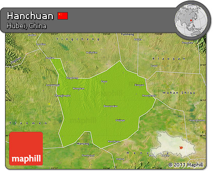 Physical Map of Hanchuan, satellite outside