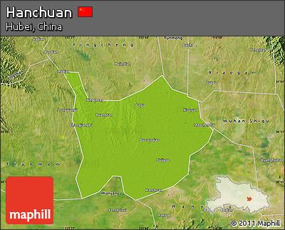 Physical Map of Hanchuan, satellite outside