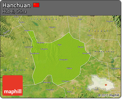 Physical Map of Hanchuan, satellite outside