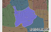 Political Map of Hanchuan, darken, semi-desaturated