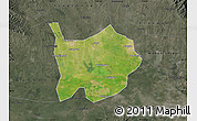 Satellite Map of Hanchuan, darken, semi-desaturated
