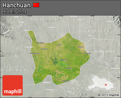 Satellite Map of Hanchuan, lighten, semi-desaturated